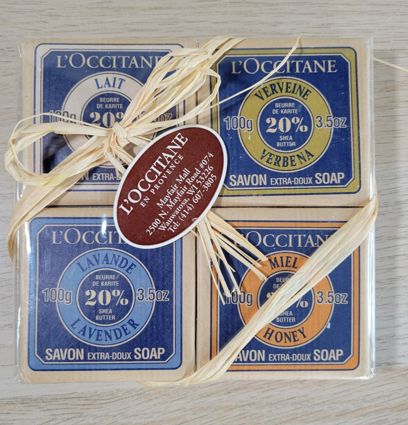 L’OCCITANE Soap Bars Gift Box 4 Set Shea Butter 3.5 oz Lavender Verbena Honey