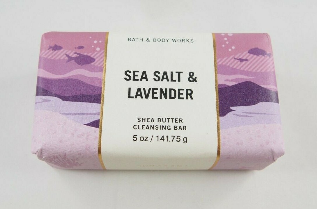 (3) Bath & Body Works Purple Sea Salt Lavender Shea Butter Cleansing Bar 5oz