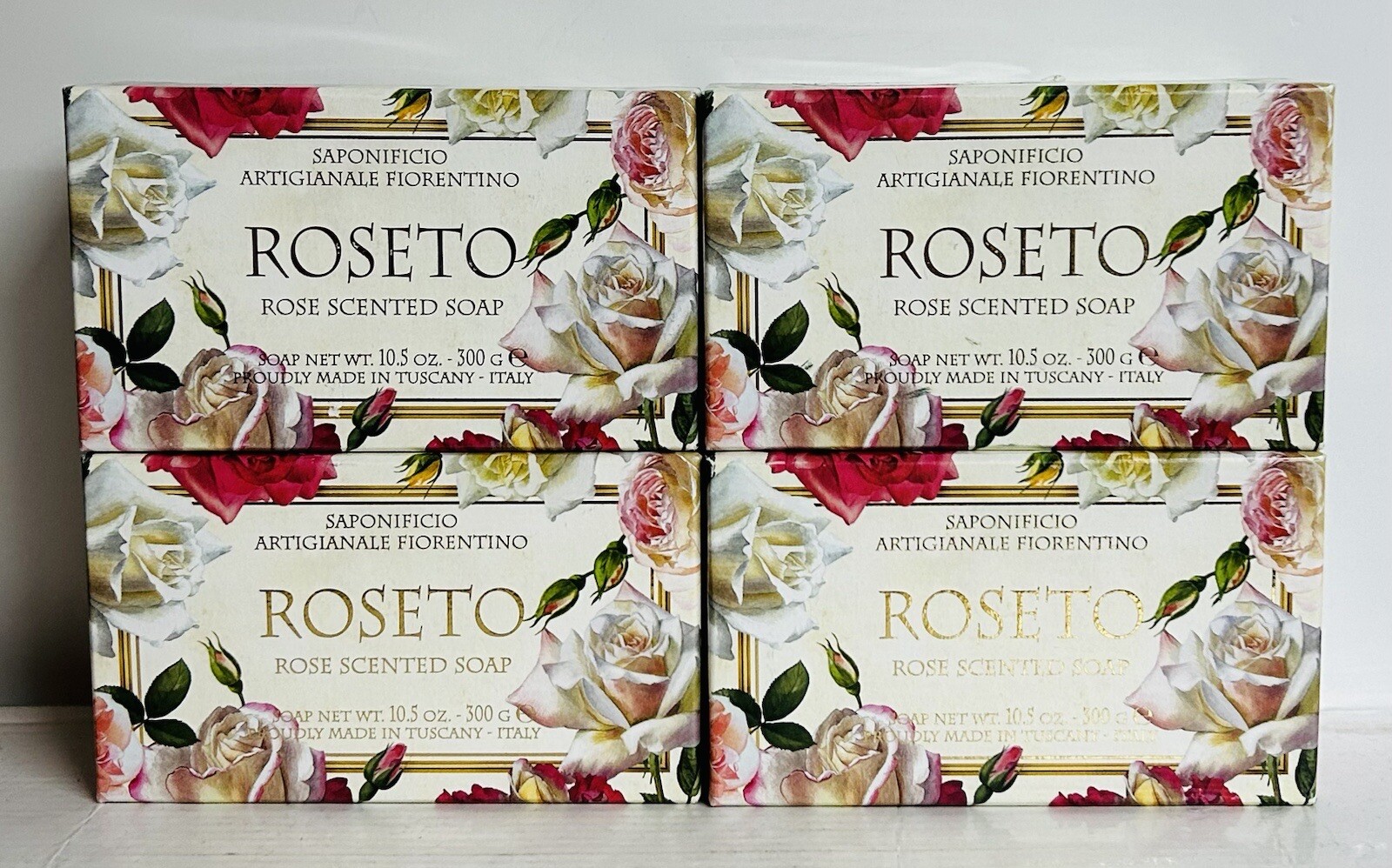 4-Pack Saponificio ~ Roses Scented Bar Soap from Tuscany Italy 10.5 oz Each