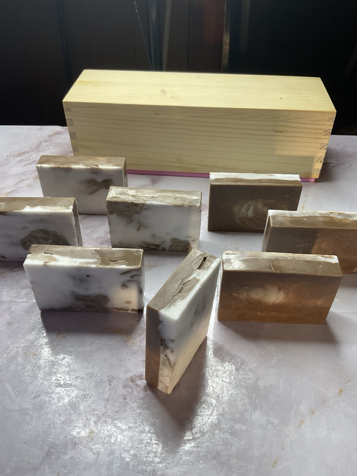 Marbled White Brown Rectangular Bar Soaps Assorted Set Multipack