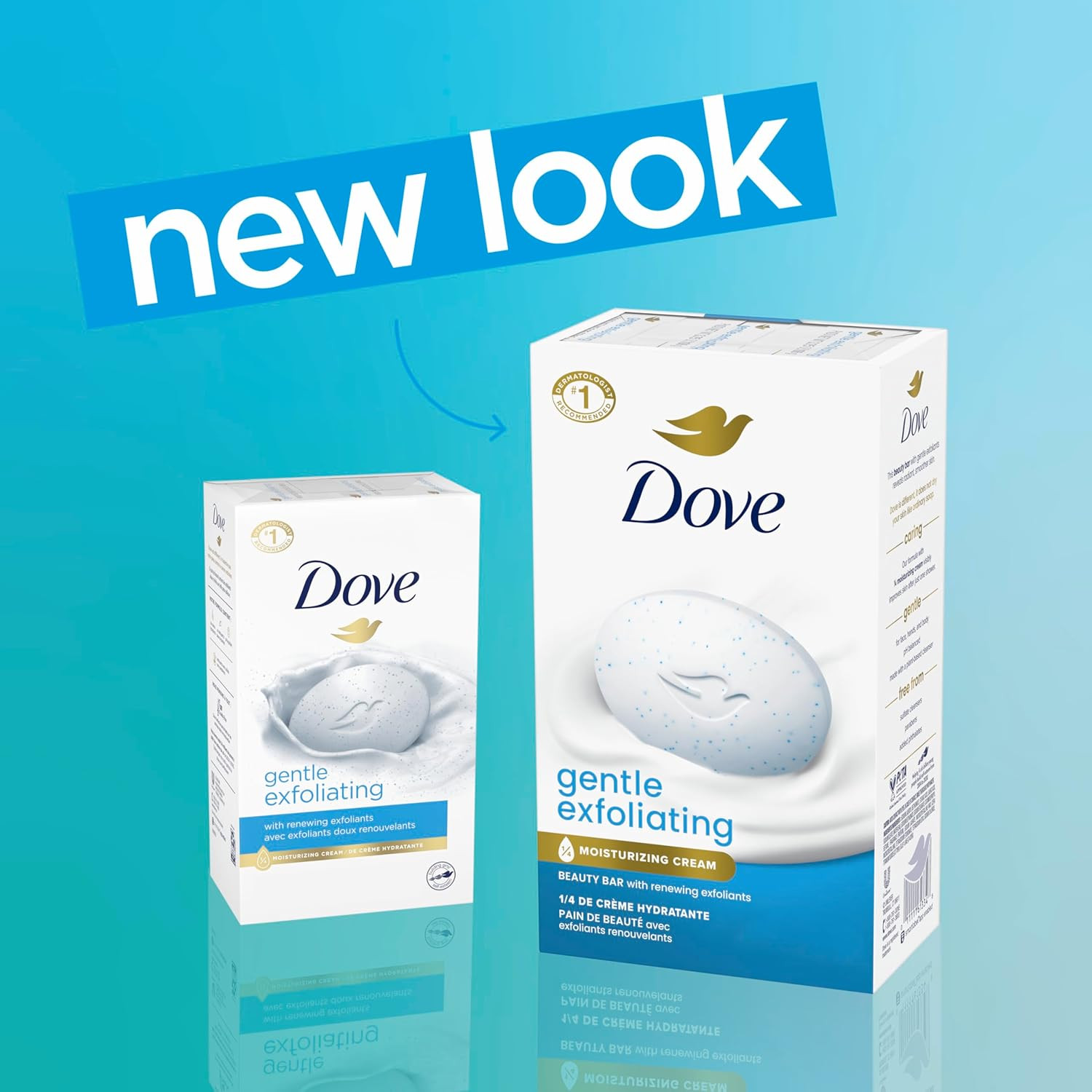 Dove Gentle Exfoliating Beauty Bar Soap 8 Count, Renewing Cleanser, 3.75 Oz I Be