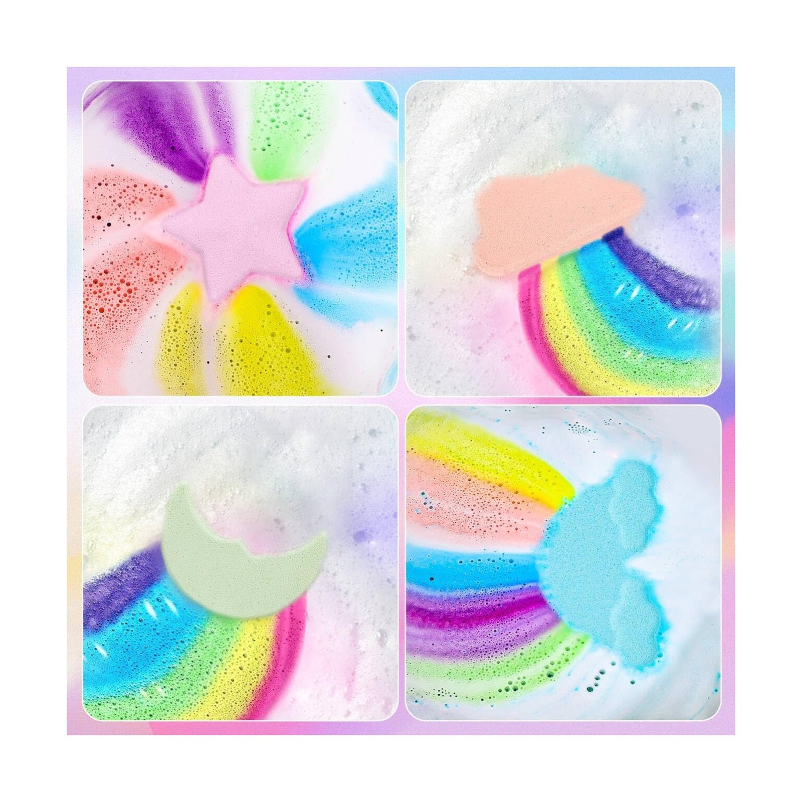 Rainbow Bath Bombs for Kids – 4 Pcs Handmade Natural Kids Bath Bombs, Organic…