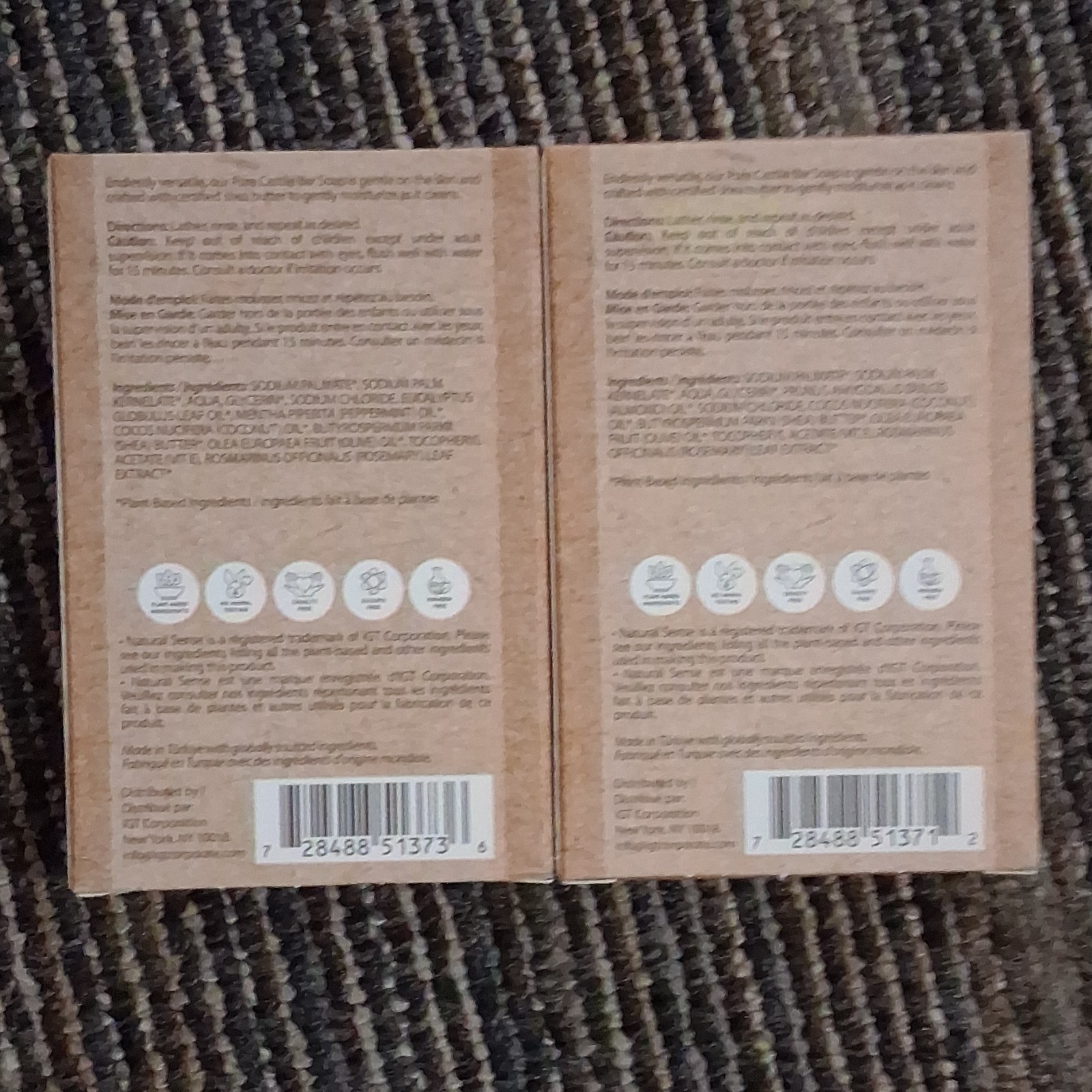 Natural Sense Pure Castile Soap Bars Peppermint & Almond 5 oz Lot of 2