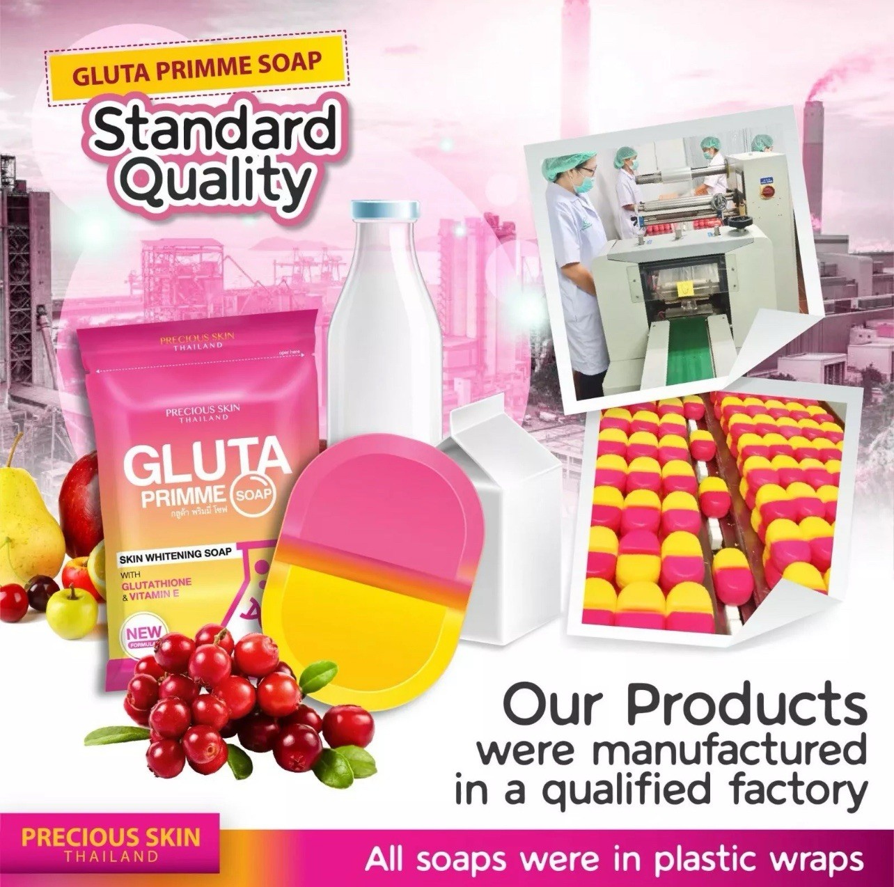 Gluta Body Soap Primme Whitening Skin Care Lightening Remove Dirt Anti Aging