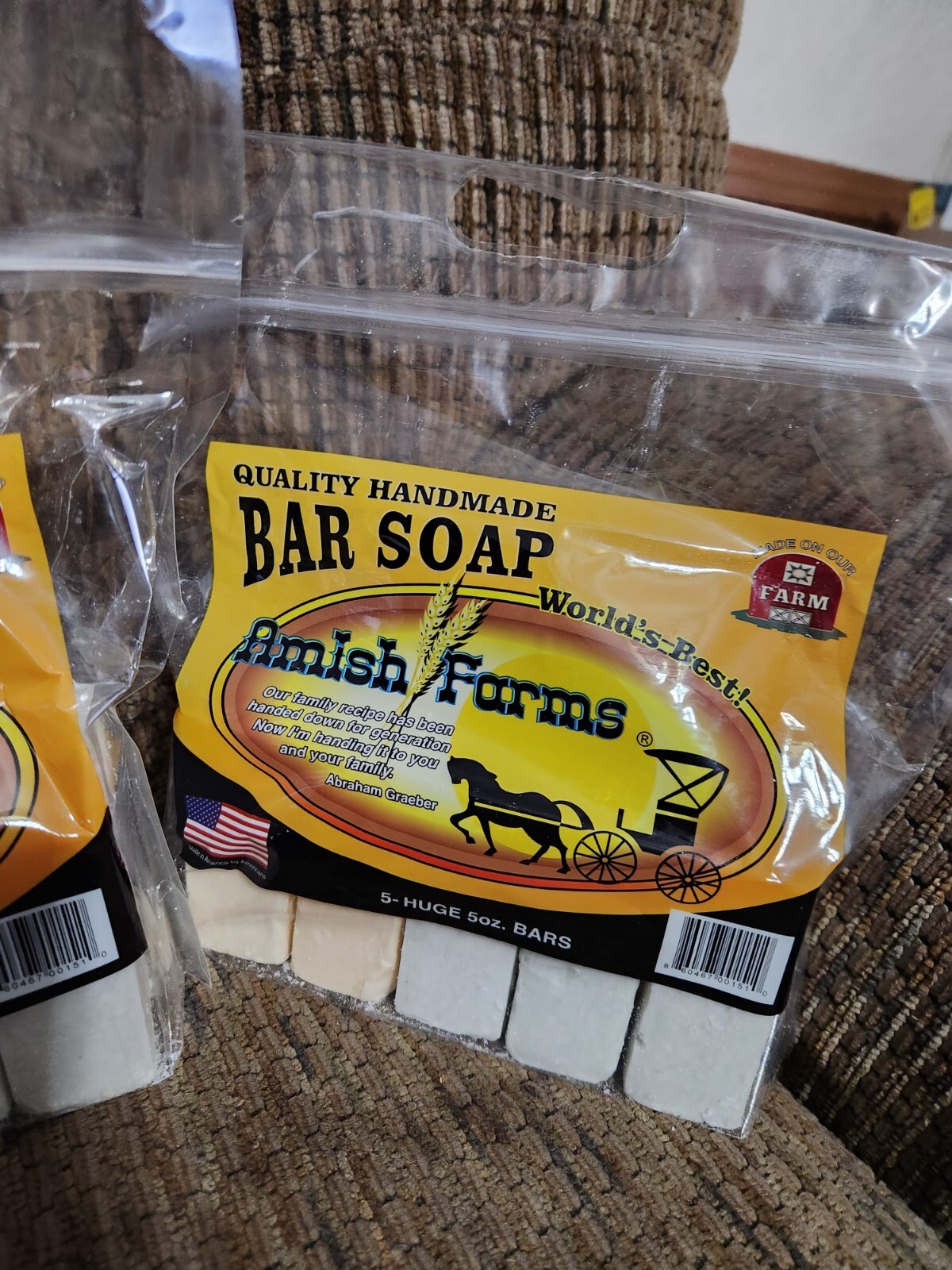 Amish Farm Bar Soap 2 Packs 10 Huge Bars 5oz Each Soap Made In USA