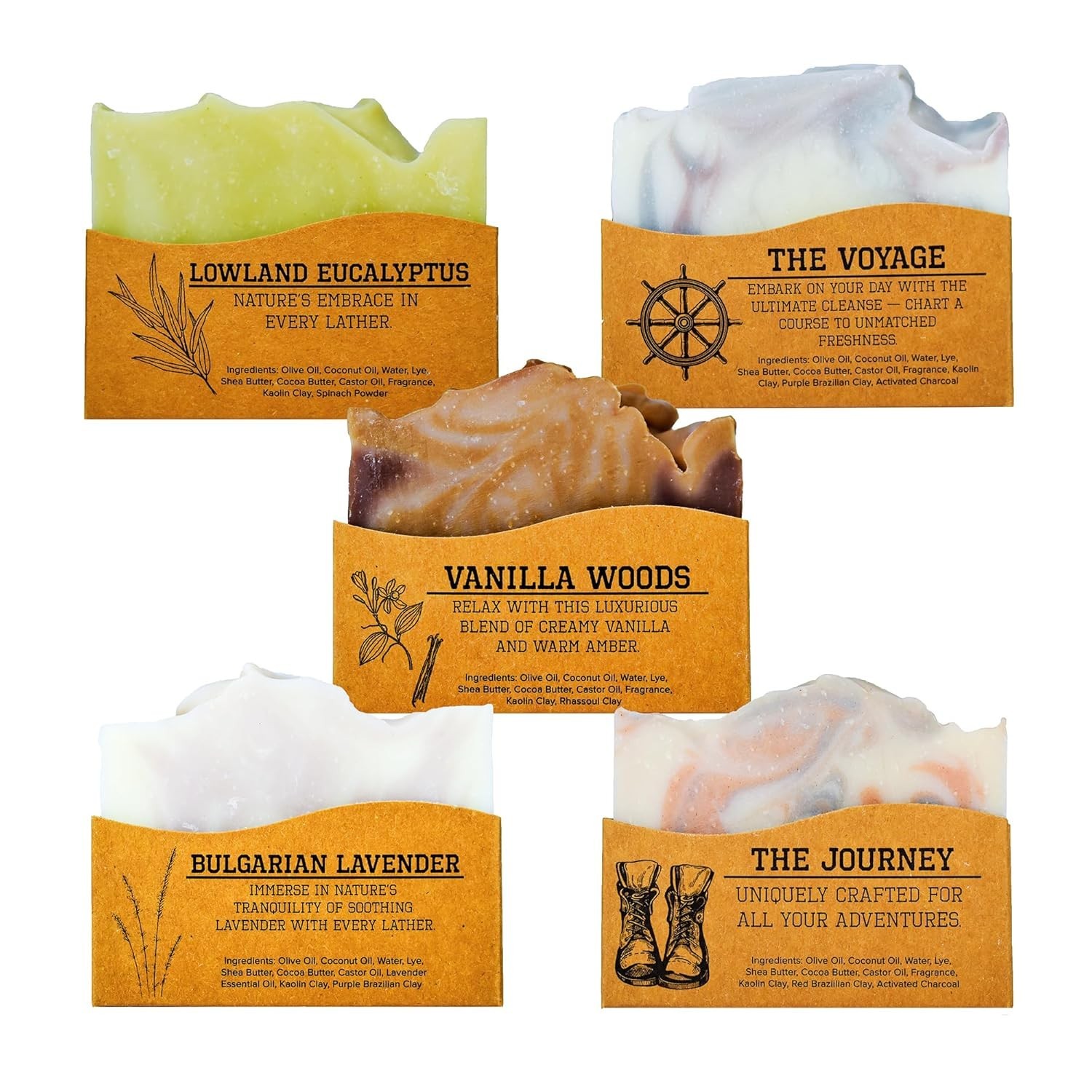 CompassSoap Natural Bar Soap Set – 5 Oz Exfoliating Luxury for All Skin Types