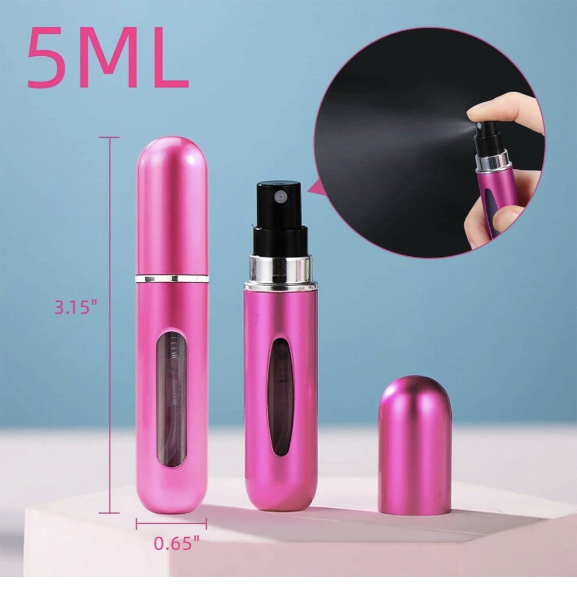 5 PCS Mini Travel Perfume Atomizer Bottle Portable Spray Pump Case Refillable