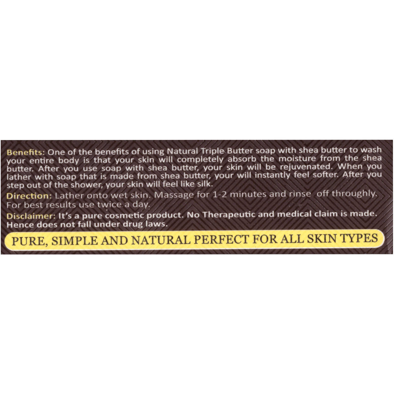 Organic Triple Butter Soap Healing Hydrating Rejuvenating Vegetable Base 3.80 OZ