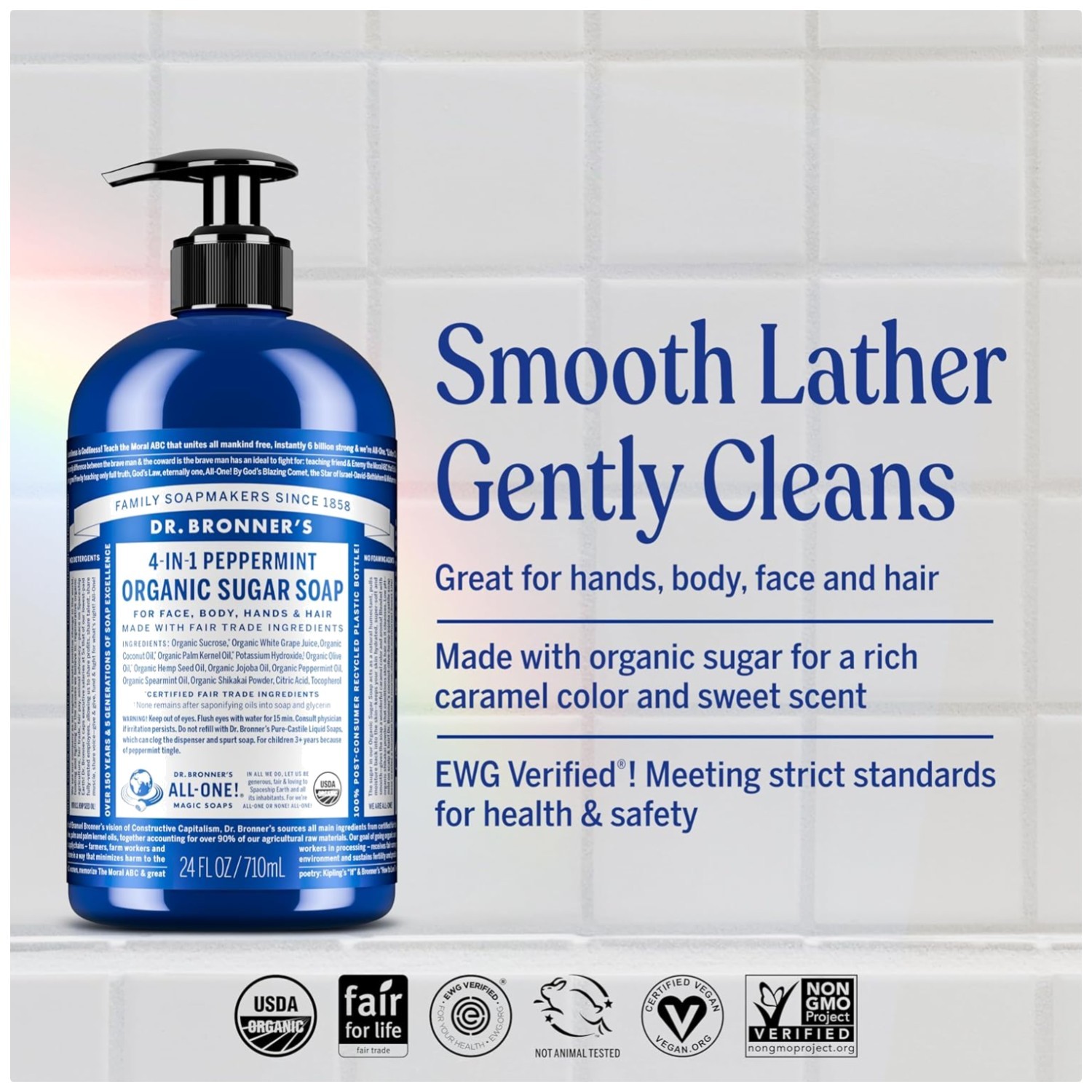 Organic Peppermint Sugar Soap, 64 Oz – & Nourishing