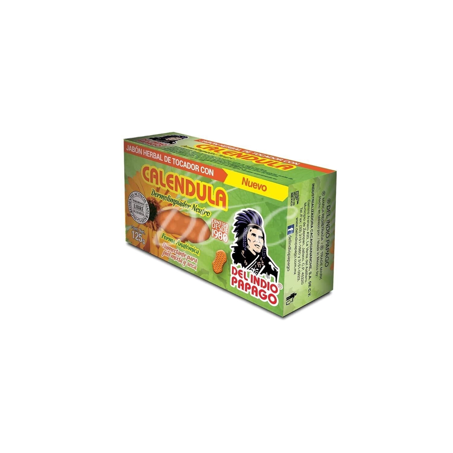 NEW DEL INDIO PAPAGO Neutral Bar Soap with Calendula Cleanses Moisturize 125g