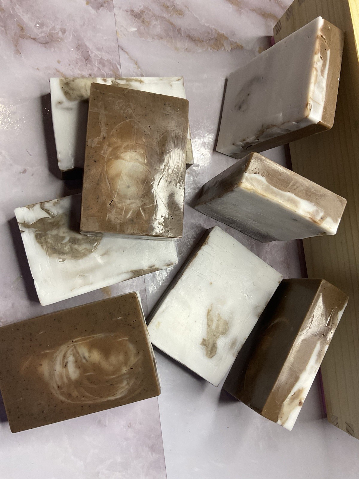 Marbled White Brown Rectangular Bar Soaps Assorted Set Multipack