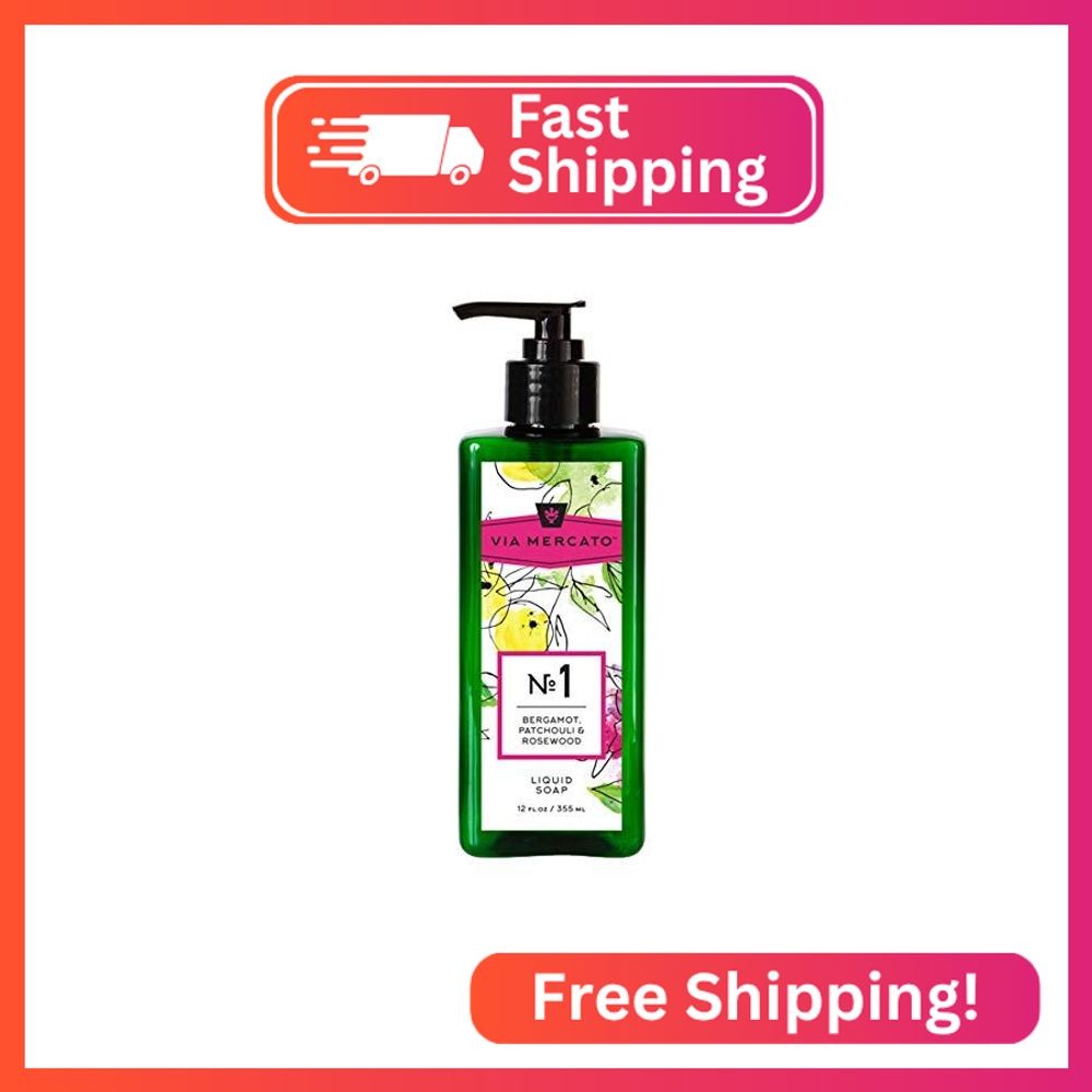 Via Mercato Liquid Soap, Shea Butter Enriched (12 oz), No. 1 – Bergamot, Patchou