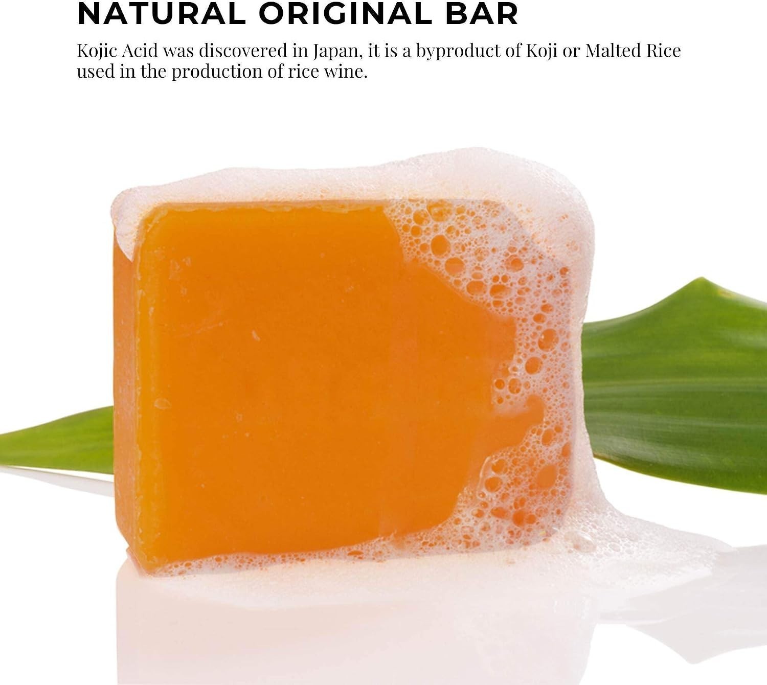 Kojic Acid Soap Bar, 65g, Coconut Oil Tea Tree Oil Glycerin, Orange Scent