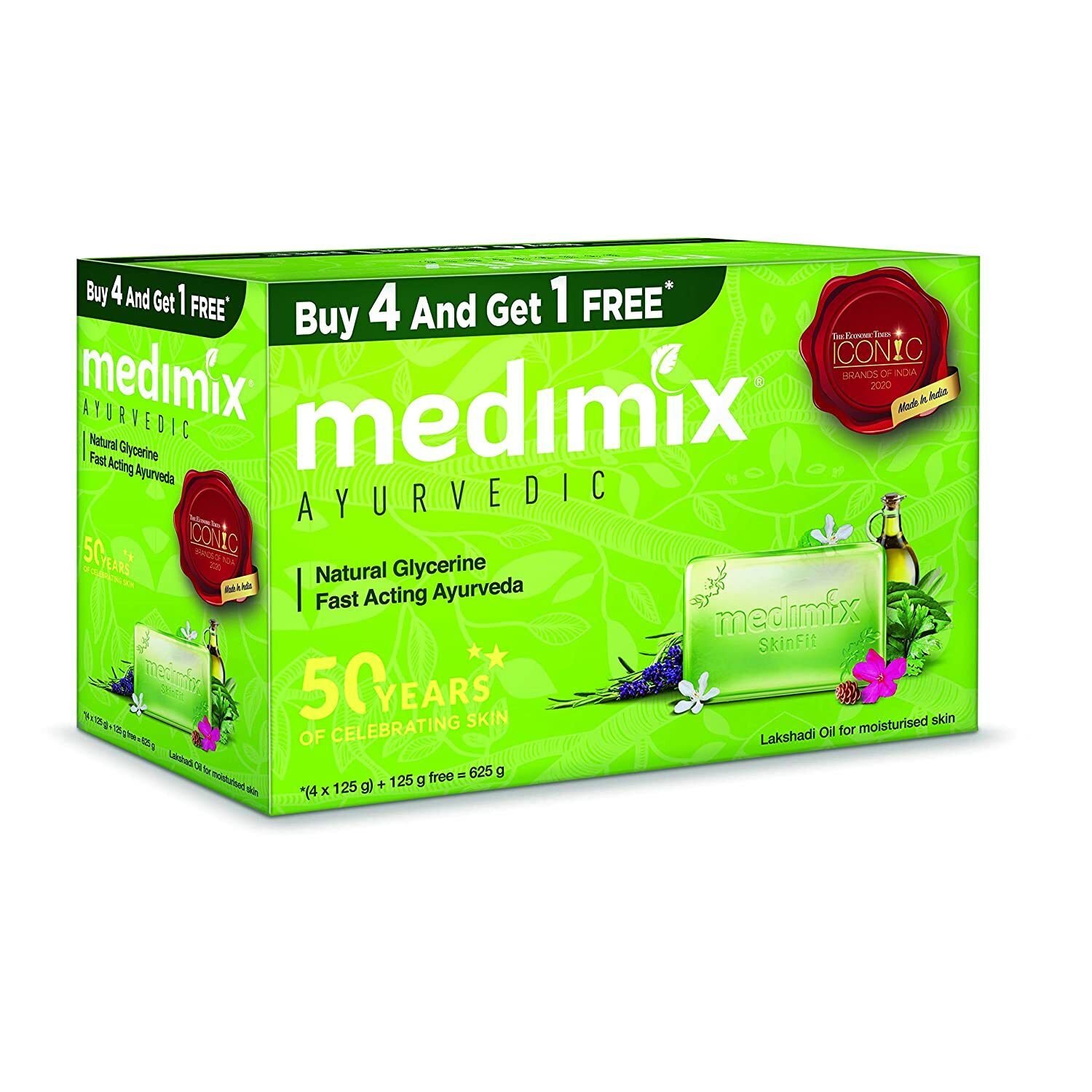 Ayurvedic Natural Glycerine Bathing Bar, 125 g (4 + 1 Offer Pack) us