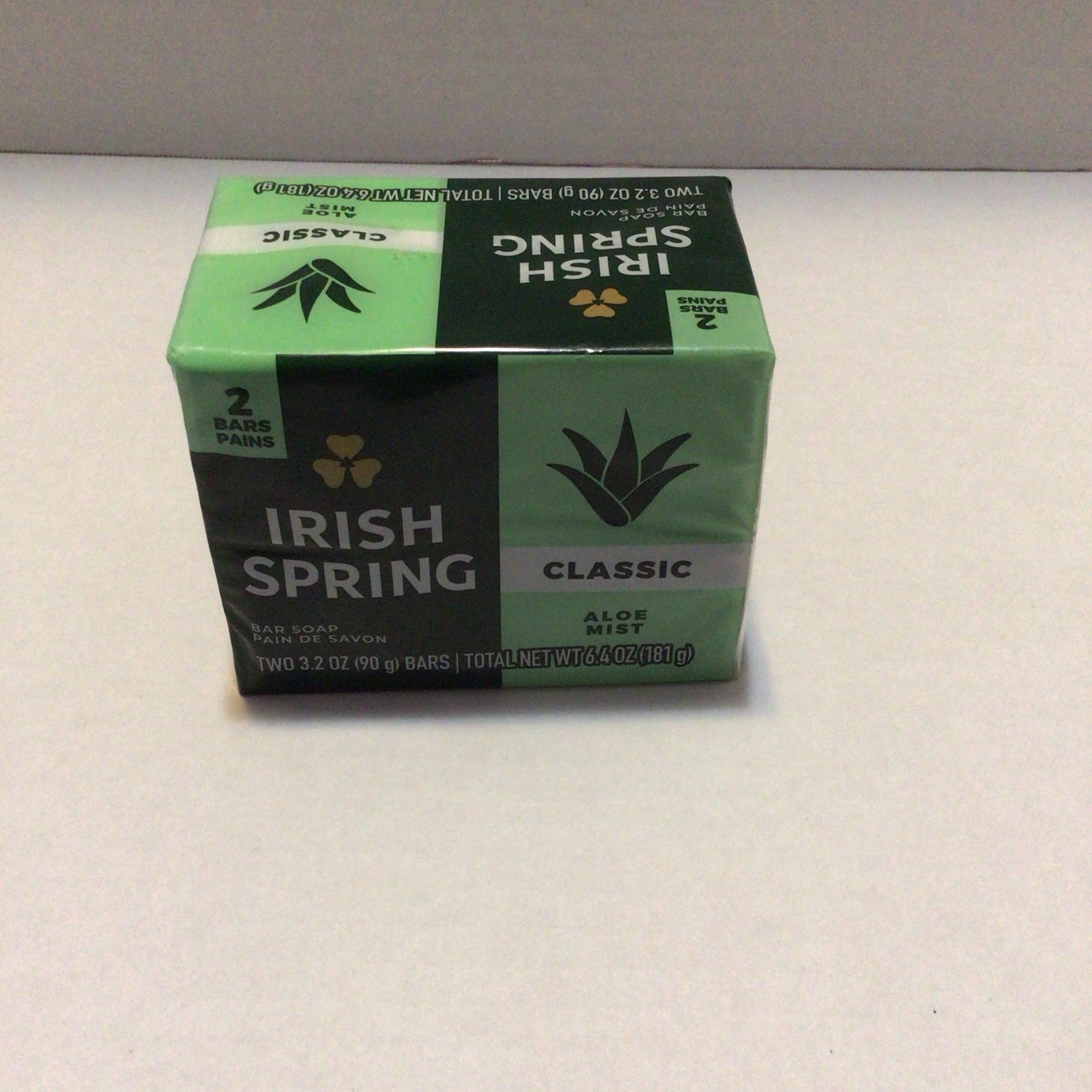 Irish Spring Classic Aloe Mist Bar Soap for Men, Body, 2 Bars 6.4 oz (181g)