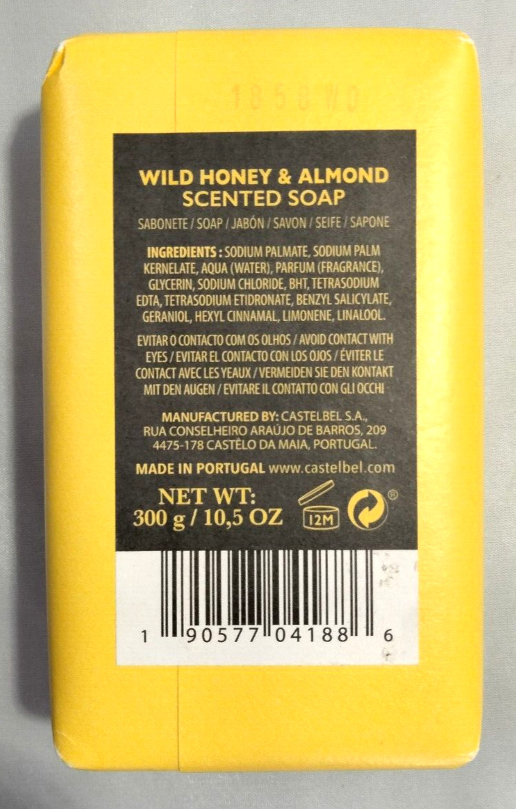 Castelbel Wild Honey Almond Triple Milled Body Bar Soap 10.5 oz NEW
