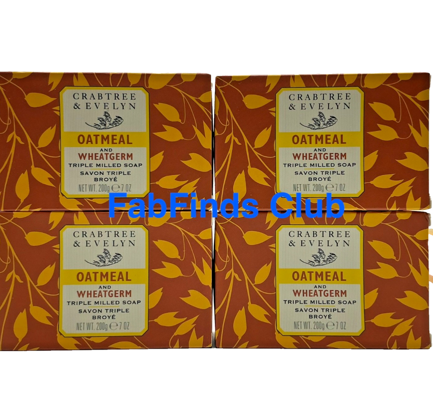 4x Crabtree & Evelyn Oatmeal Bar Soap Triple Milled 28oz (4x7oz) Jumbo Size