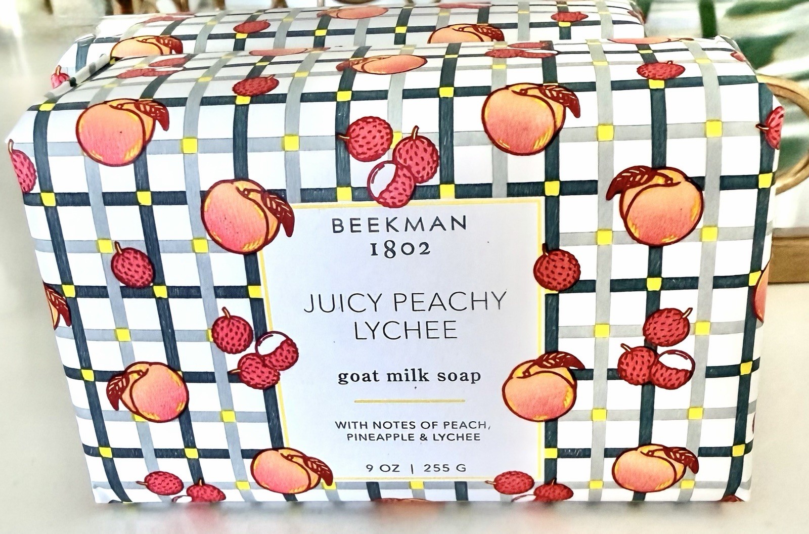 Beekman 1802 Goat Milk Bar Soaps. Juicy Peachy Lychee Jumbo 9 oz each. Lot Of 2