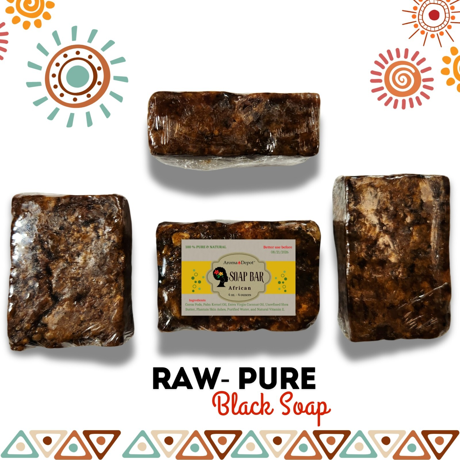 Black Soap 1 lb. African Raw Natural Soap Unrefined Pure Skin Body Face Wash