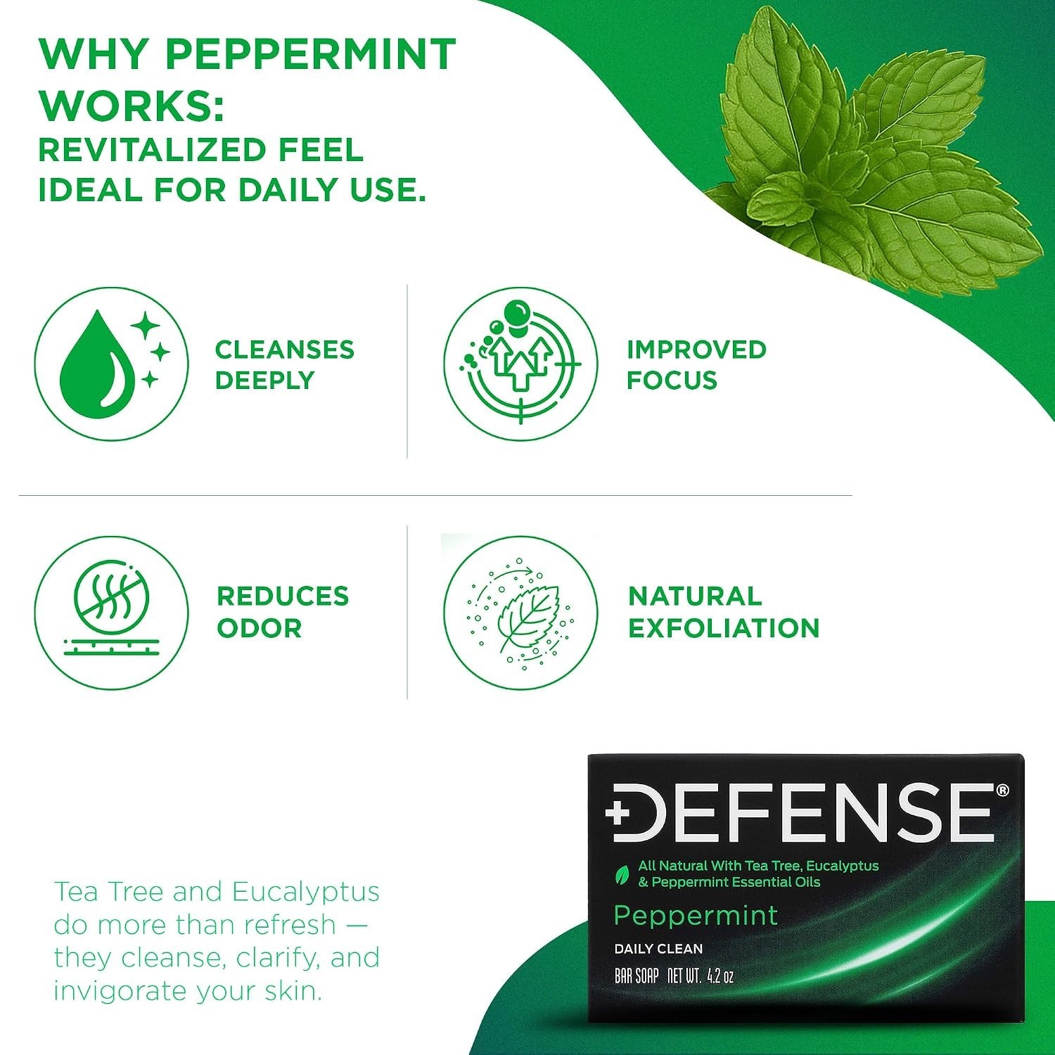 Men’s Hypoallergenic Peppermint Bar Soap – Tea Tree Oil for Sensitive Skin