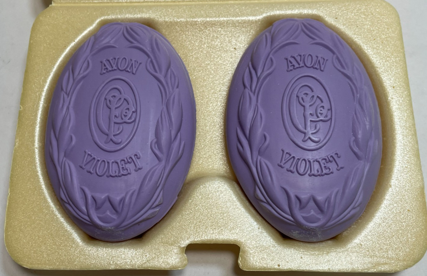 NOS – Vintage 1980 Avon Violet Perfumed Soaps 2 Oval Bars 3 Oz. Each