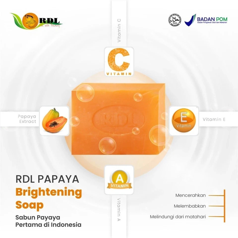 RDL Papaya Whitening Soap Sunscreen With Vitamin A C & E 135g ( X 3 )