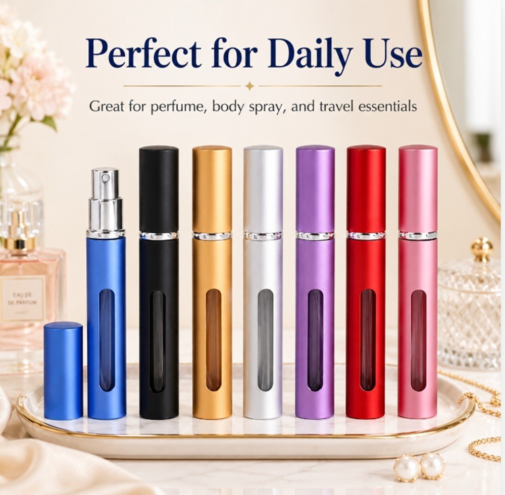 7 Pack 10ml Perfume Bottles Atomizer Refillable Travel Spray Pump Set Leakproof