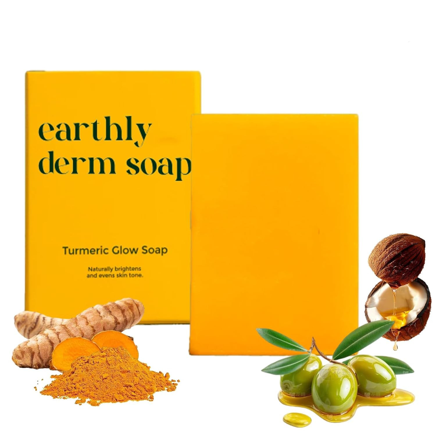 Earthly Derm Turmeric Glow Soap, Handmade Turmeric Cleansing Soap, Body Skin Car