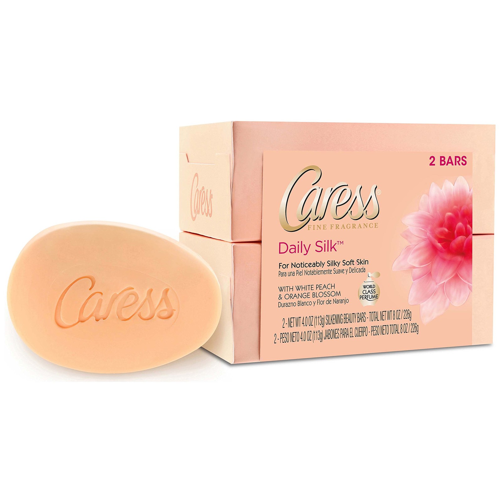 Caress Beauty Bar Soap For Women, Daily Silk With 8 Ounce (Pack of 2), ORANGE