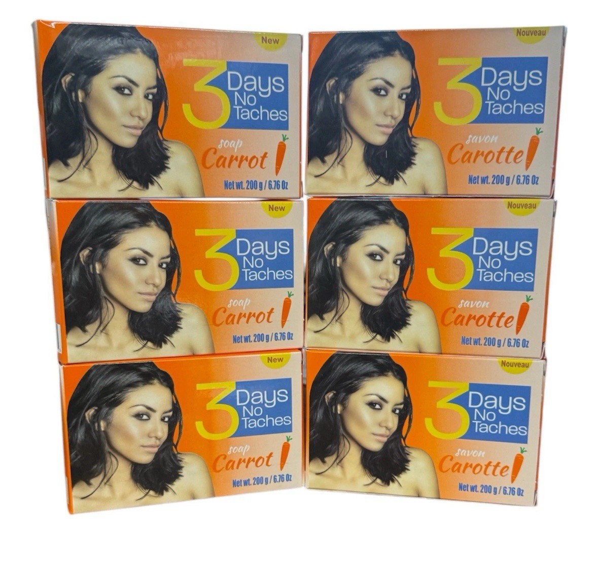 3 Days No Taches Carrot 🥕 Soap 6 Packs 200g Each BRAND NEW FREE SHIPPING✅