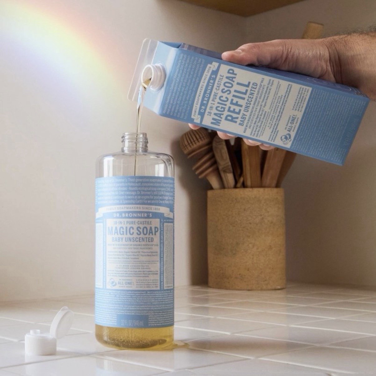 Dr. Bronner’s 18 in 1 Hemp Baby Unscented Pure Castile Soap Refill 32 fl oz NEW