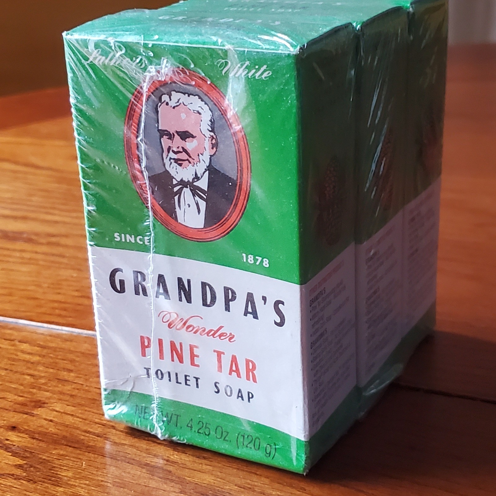 Vtg Grandpa’s Wonder Pine Tar Toilet Soap Sealed Bundle Large Bath Size 4.25oz