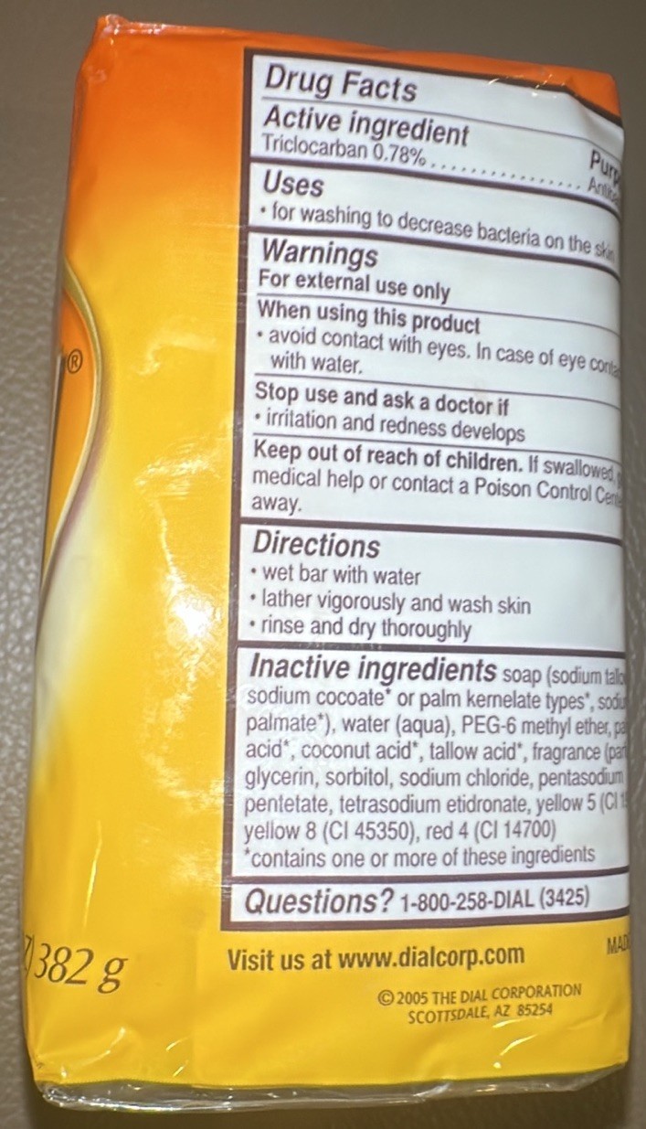 Dial Antibacterial Soap (Gold) 3-Pack Bars 4.5 oz Each Net Wt 13.5 oz-New/Sealed