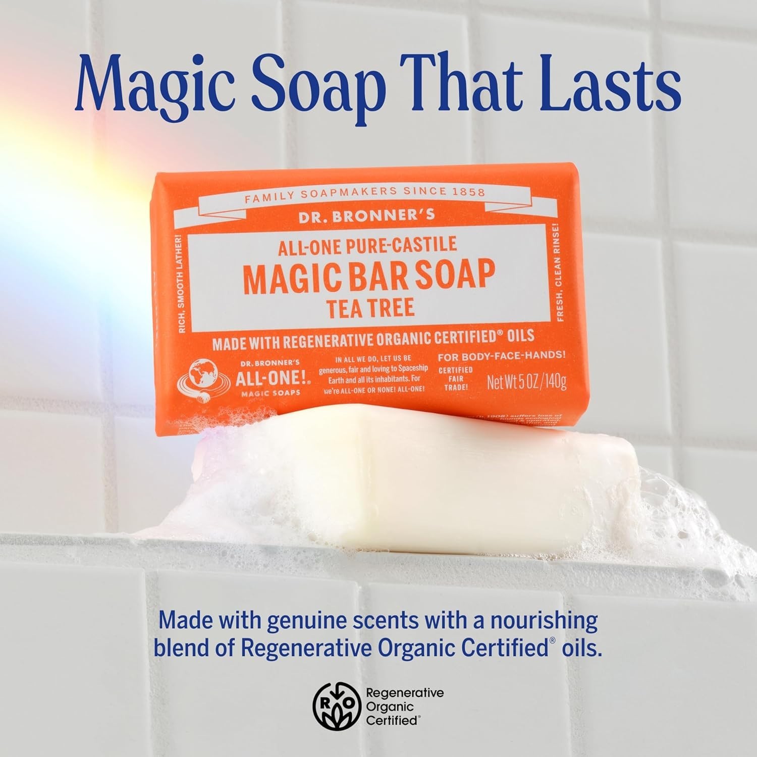 Eco-Friendly Magic Bar Soap – 2 Pack, 5 Oz Pure-Castile with Tea Tree
