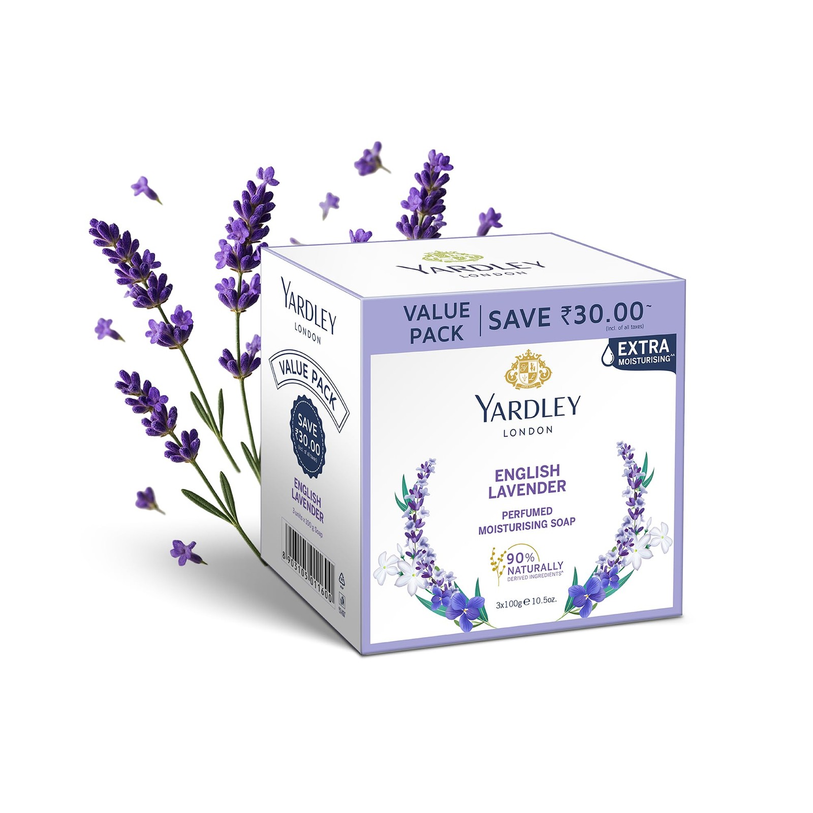 Yardley English Lavender Luxury Soap – 3 x 100 g 10.58 Ounce (Pack of 1)