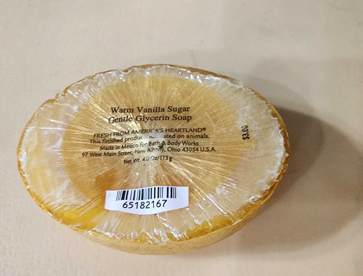 Bath & Body Works WARM VANILLA SUGAR Gentle Glycerin Bar Soap 4 oz/113g New RARE