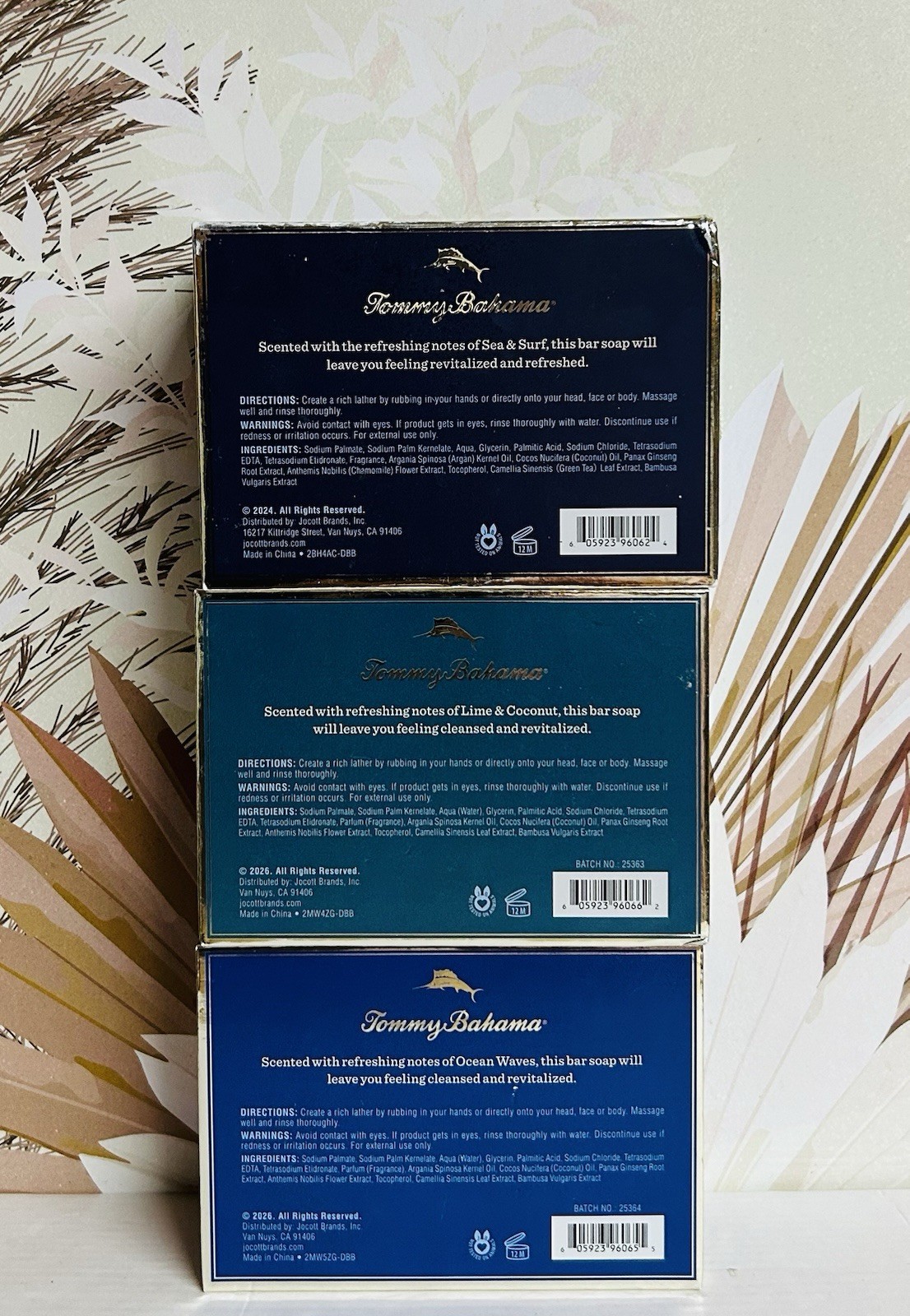 3-Pack Tommy Bahama ~ Sea Surf, Lime Coconut & Ocean Waves Bar Soap for Men 10oz