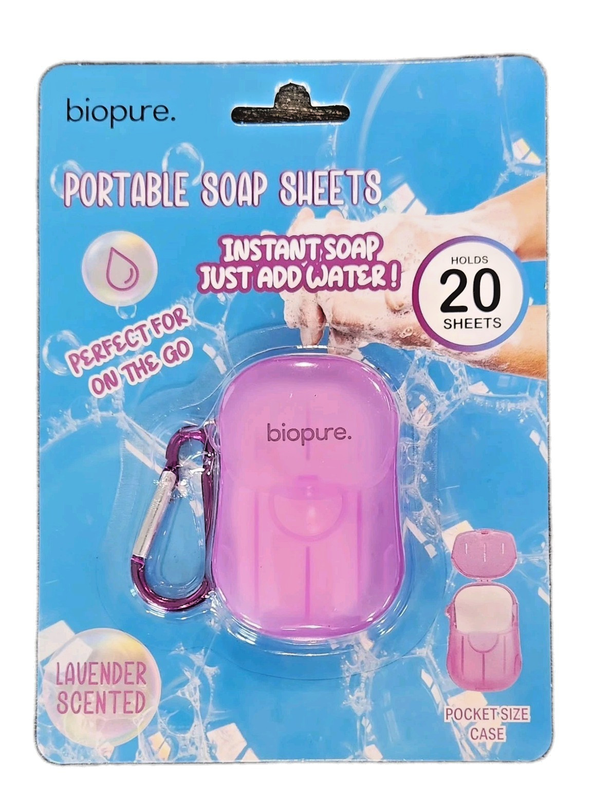 Biopure Portable Soap Sheets Scented Pocket Size Case & Keychain Lot Of 2