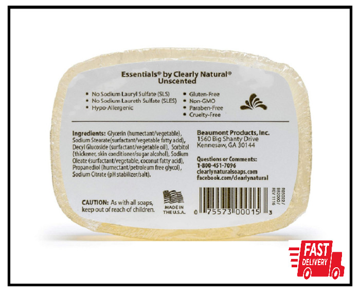 Essentials by Glycerin Bar Soap, Unscented, 4-Ounce, Pack of 12 – CASE