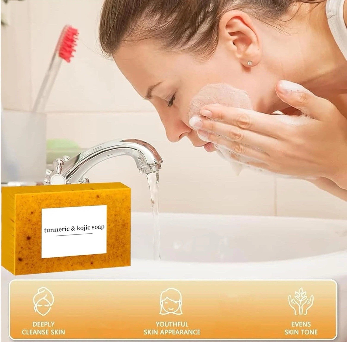 2-Pack Turmeric Glow Soap Bar – Lemon & Kojic Acid, Removing Dark Spots