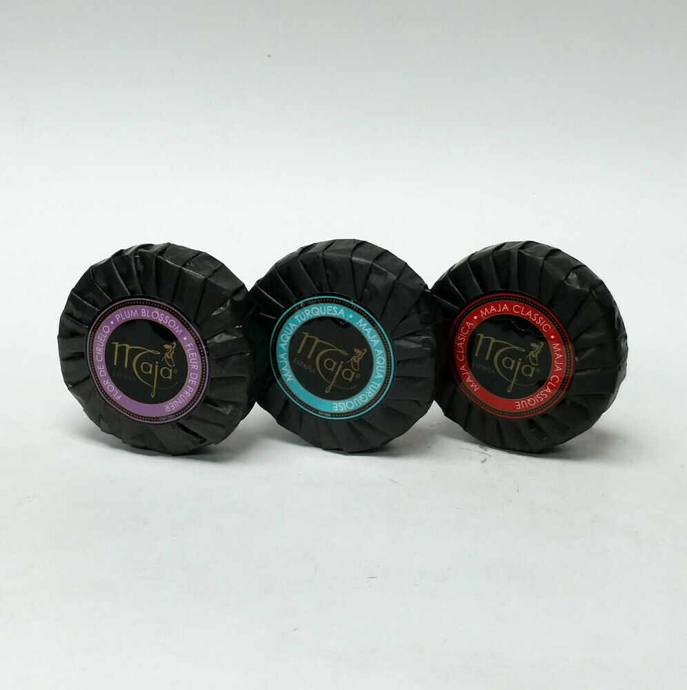 Maja Soap Bar 3x 3.5 oz Each Classic, Plum Blossom & Aqua Turquoise