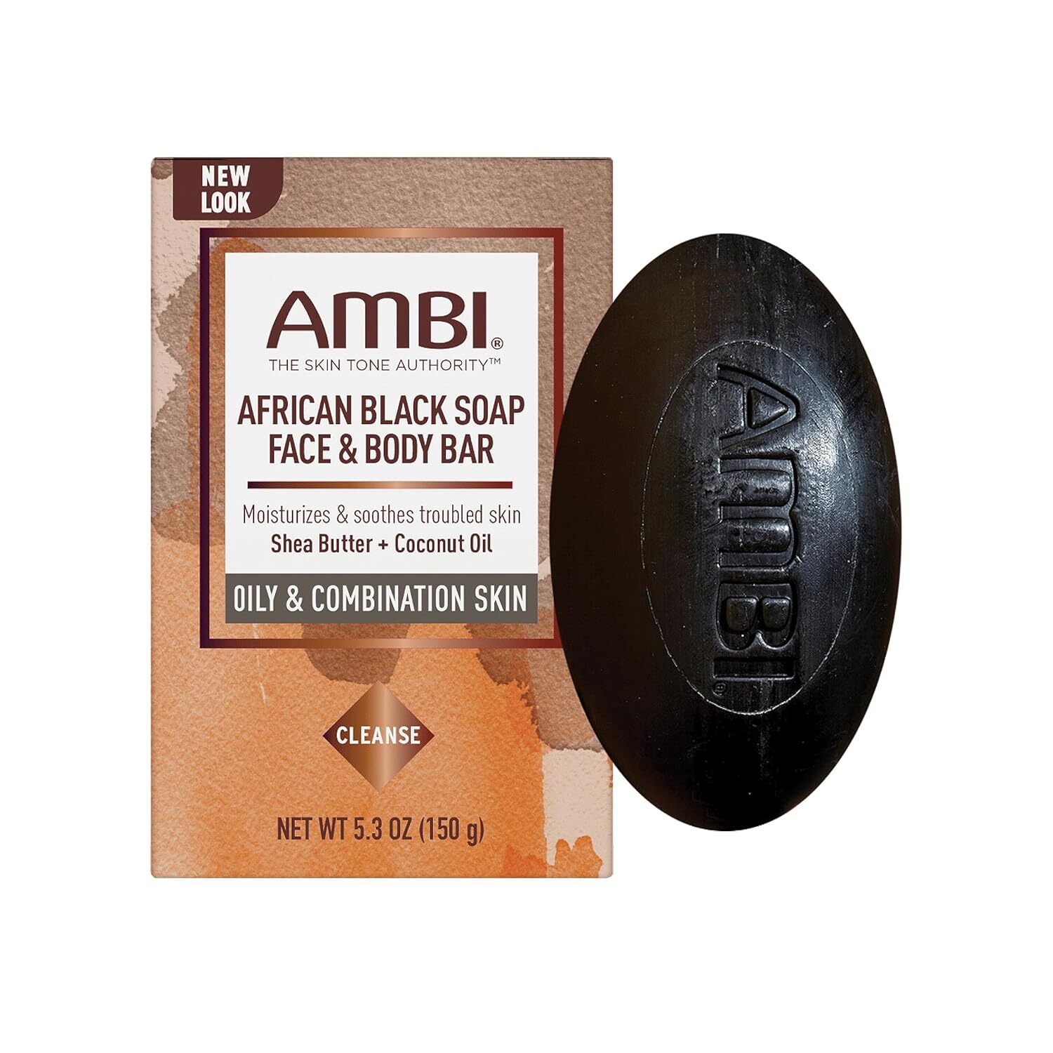 Black Soap Cleansing Bar Shea Butter + Vitamin E By Ambi 3.5 oz
