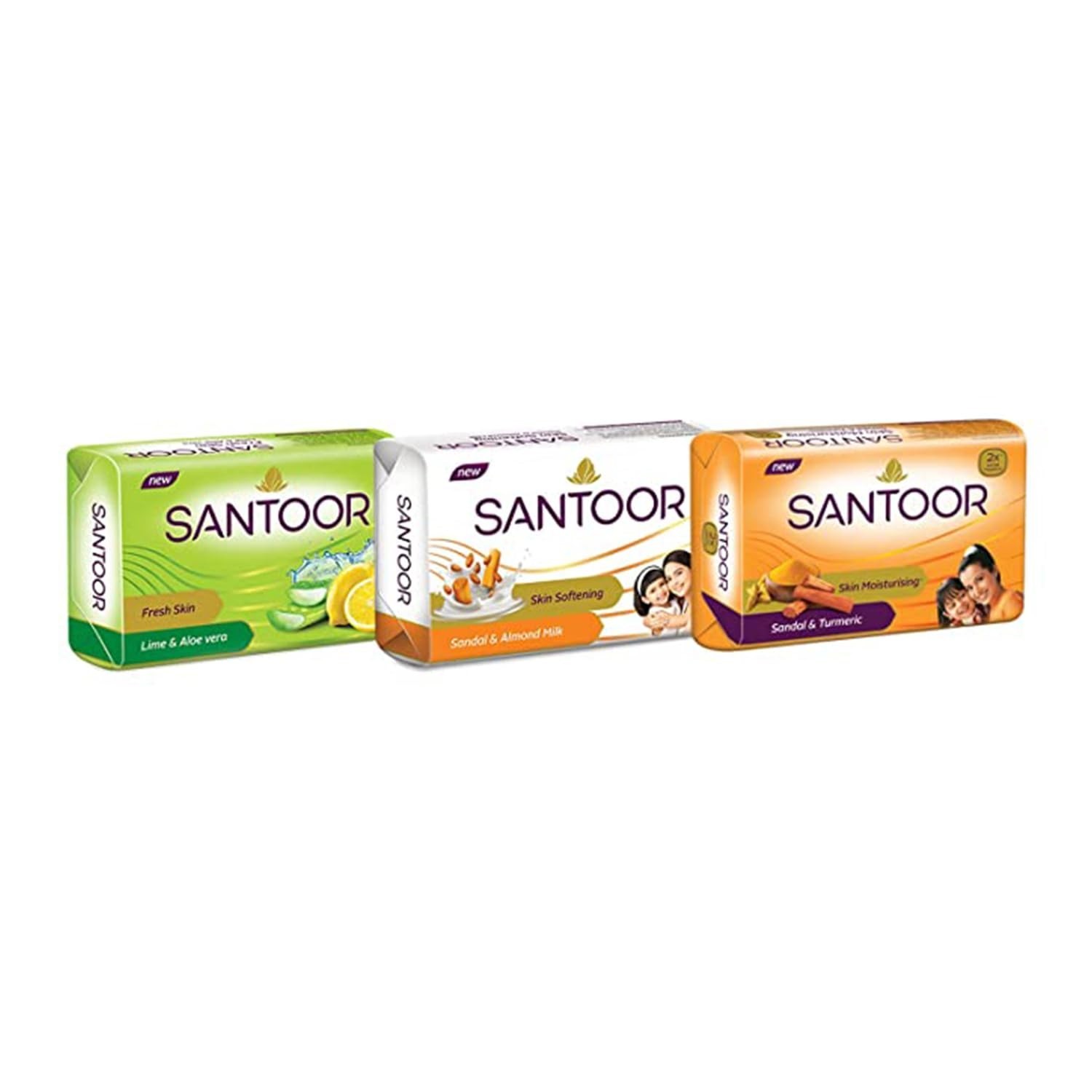 Santoor Sandal Turmeric Soap 125g x 4 Moisturizing Bath Soap for All Skin