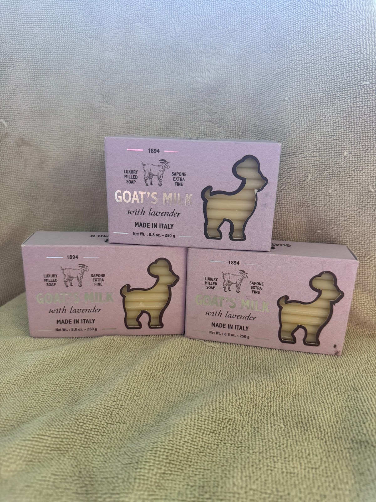 Goat’s Milk Lavender Bar Soap 3 Pack Made in Italy 8.8 oz Each Saponerie Fissi