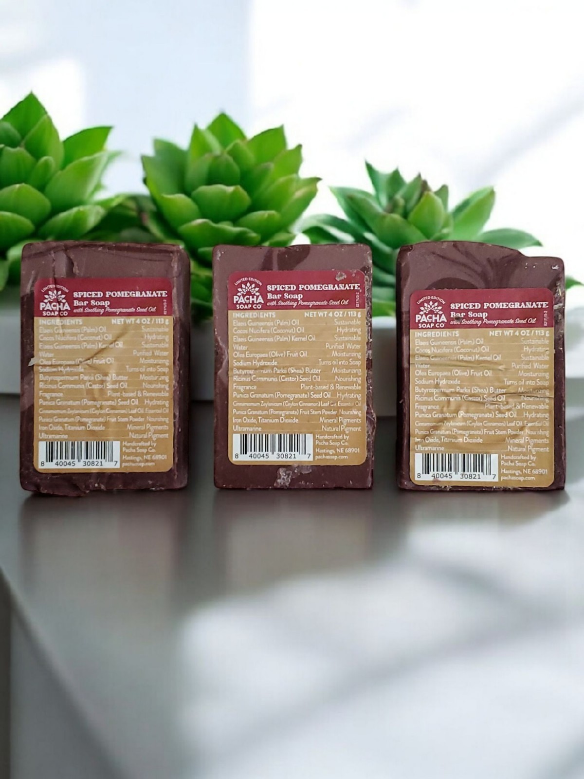 (3) Pacha Bar Soap Limited Edition Spiced Pomegranate Soothing NEW