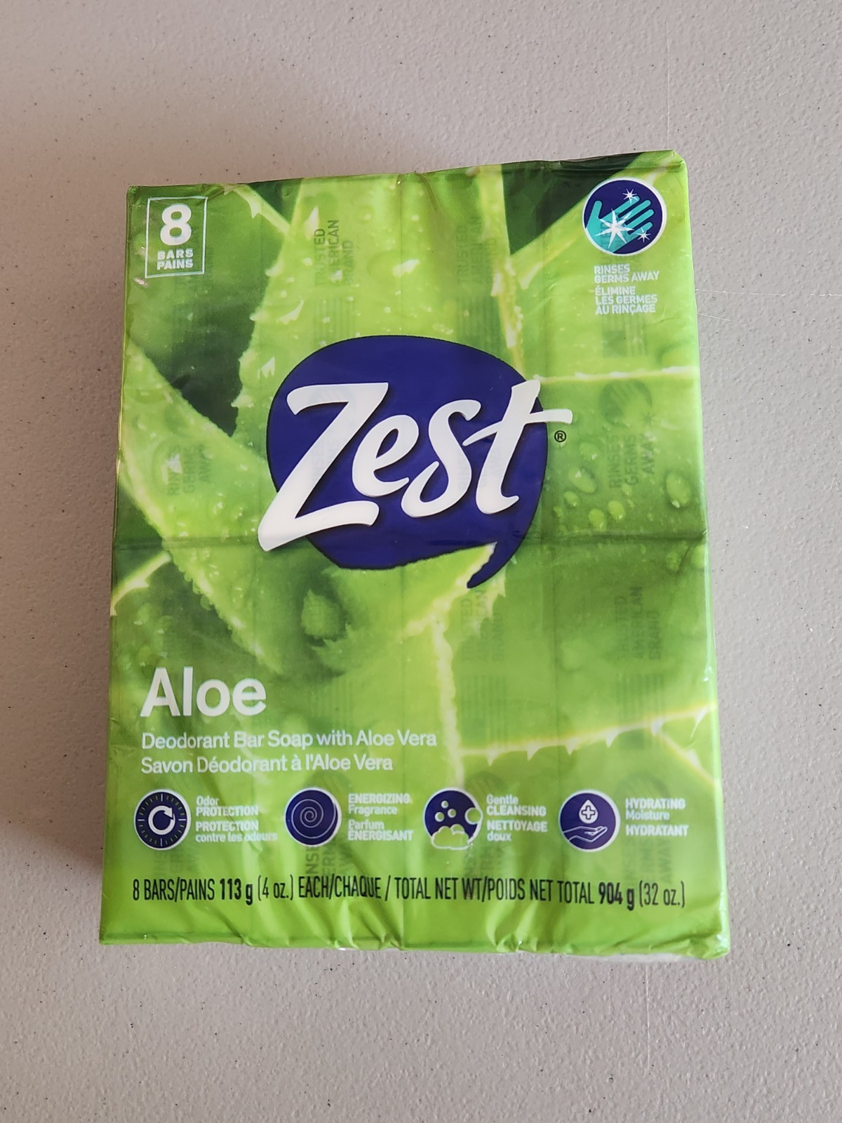 NIP ZEST 8 Bar Aloe Deodorant Soap 4 Oz Each Odor Protection Hydrating
