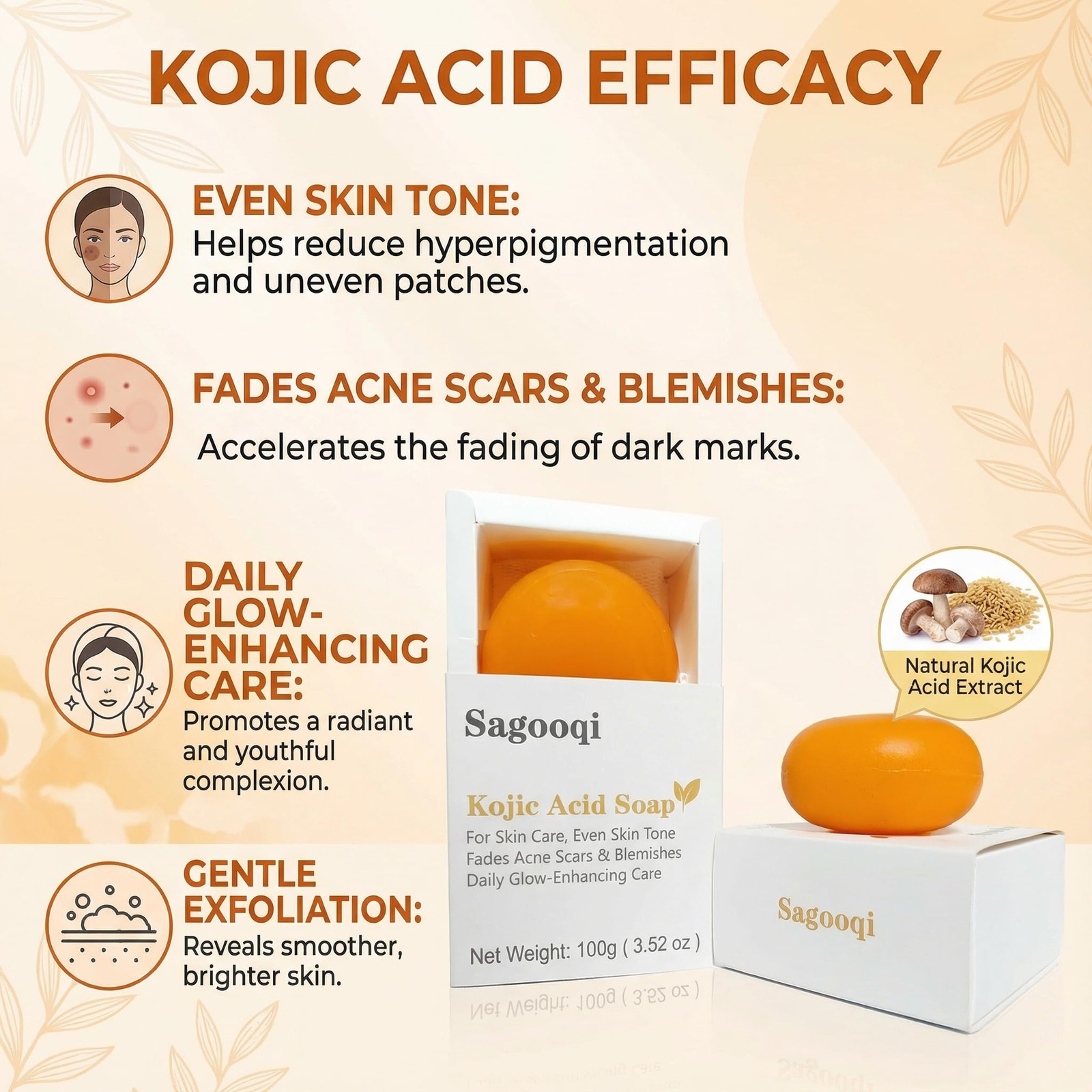 Kojic Acid Soap Turmeric & and Body Cleansing Bar Refreshing Glow for Dull Sk…