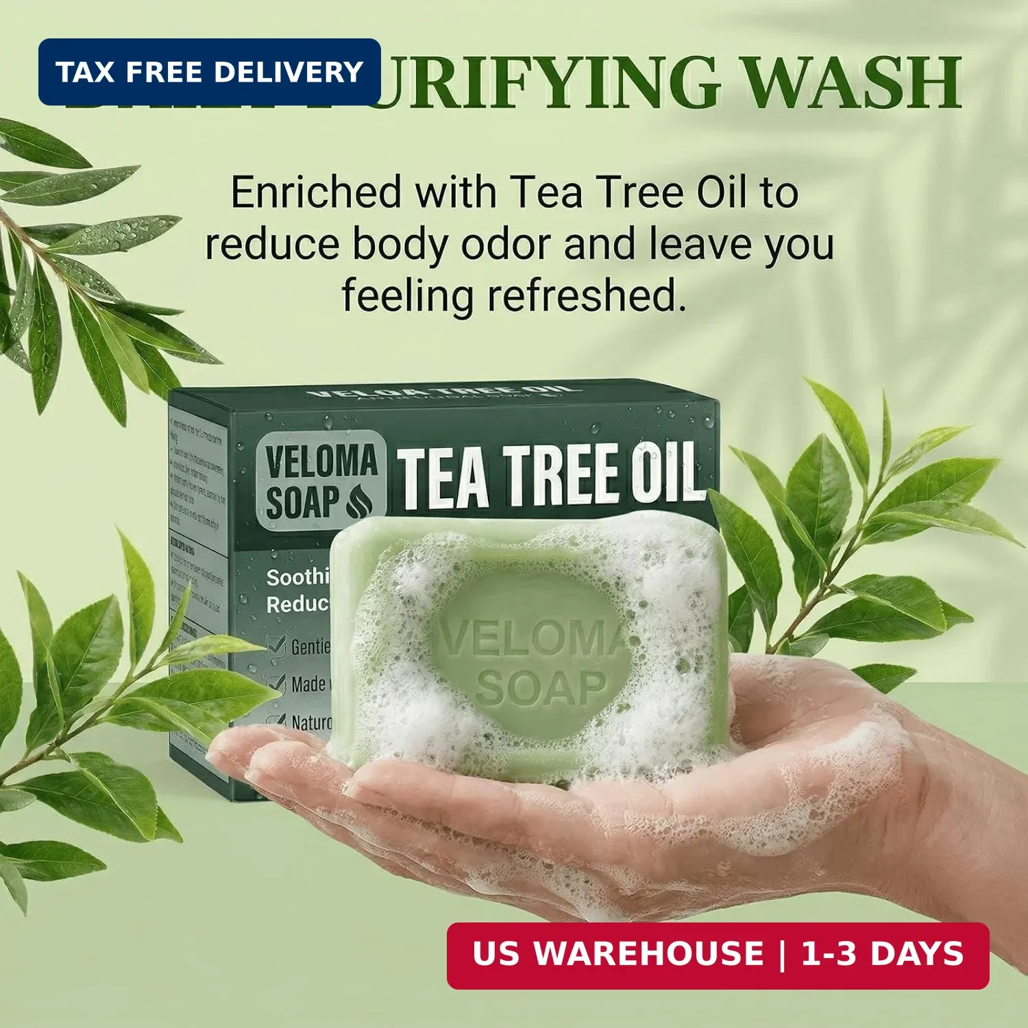Veloma Antifungal Soap,Veloma Soap,Soothing Tea Tree & Eucalyptus, Deep Pore Cle