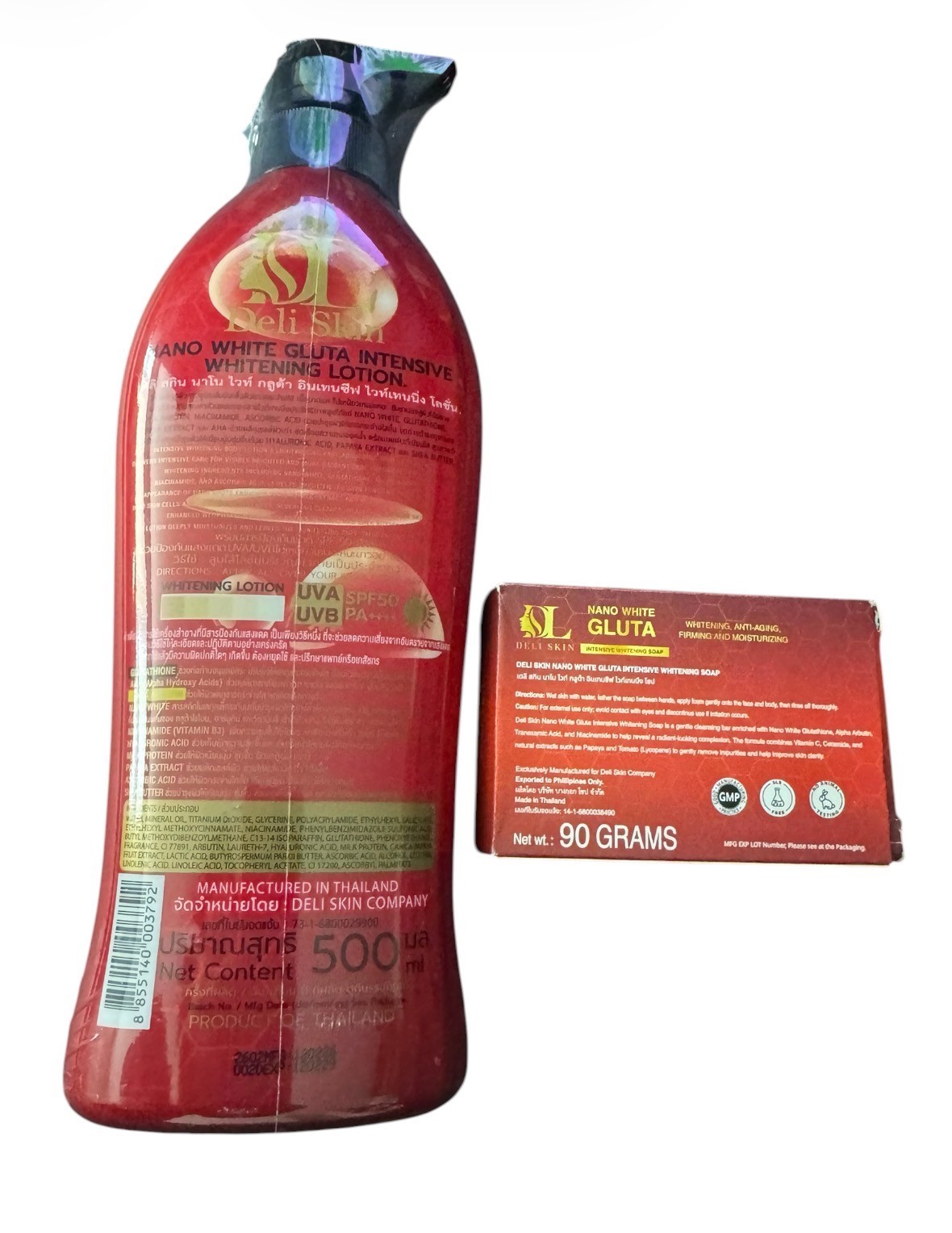 Deli Skin Nano White Gluta Whitening Soap 50x + 20X Glutathione Whitening Lotion
