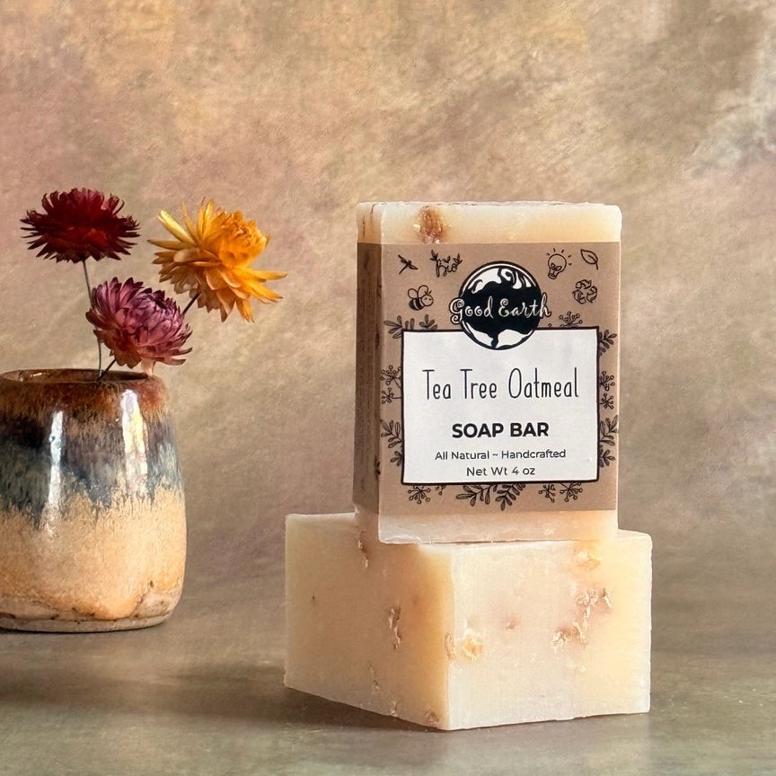 Tea Tree Oatmeal Soap Bar By Good Earth Soap Co. 100% Natural Ingredients